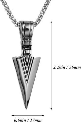 Miniatura 5 de STARCHENIE Collar con colgante de punta de flecha de acero inoxidable para hombre