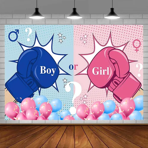 Fondo de boxeo, vinilo de 5 x 3 pies, tema de revelación de género, fondo de fotografía para decoración de fiesta de baby shower BJZYPR206