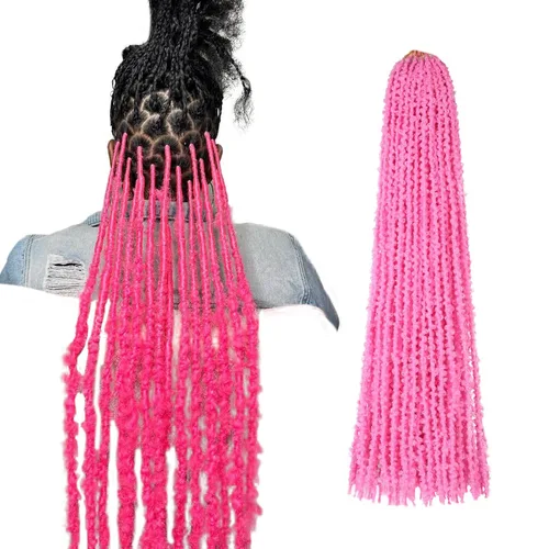 Miniatura 6 de ZRQ Butterfly Locs Cabello de Ganchillo Corto 6 Paquetes Negro Cabello Bob de Ganchillo 8 Pulgadas Locs Sintéticos Desordenados Desgastados Trenzas