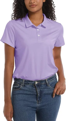 Miniatura 4 de TACVASEN Camisas polo para mujer, con protección solar UPF 50+, manga corta, secado rápido, cuello de 3 botones, ligeras