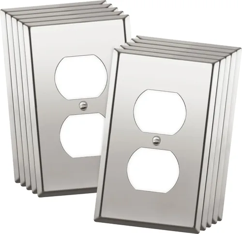 Miniatura 20 de ENERLITES Placa de pared de metal con salida dúplex para receptáculos, cubierta de salida de acero inoxidable, resistente a la corrosión