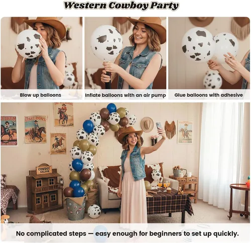 Miniatura 3 de Lovestown 100 globos con estampado de vaca, globos de látex de animales de granja de 12 pulgadas para fiesta de cumpleaños de granja, baby shower