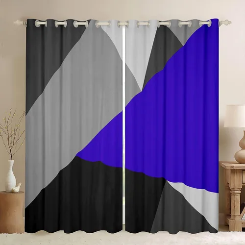 Miniatura 13 de Cortinas opacas de 38 pulgadas de ancho x 45 pulgadas de largo, cortinas opacas de triángulo geométrico naranja, negro, gris claro, cortinas