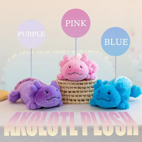 Miniatura 6 de Lindo ajolote de peluche, suave animal de peluche kawaii, juguetes de peluche, regalos para niños y niñas Azul