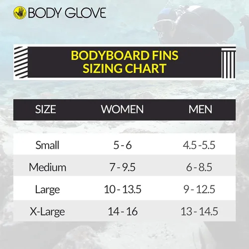 Miniatura 6 de Body Glove Floating Swim Fins for Adults, Natural Rubber Bodyboard Fins Flippers for Swimming, Snorkeling, Scuba Diving, Surfing, Bodyboarding