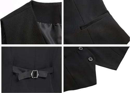 Miniatura 6 de Foucome Traje de vestir formal de negocios ajustado regular para mujer, chaleco con botones