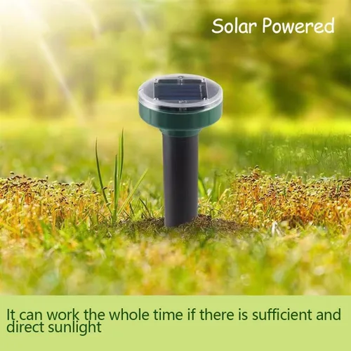 Miniatura 8 de Paquete de 8 repelentes de topos, repelente de serpientes con energía solar, ultrasónico, repelente de topos, picos disuasorios sónicos de topos
