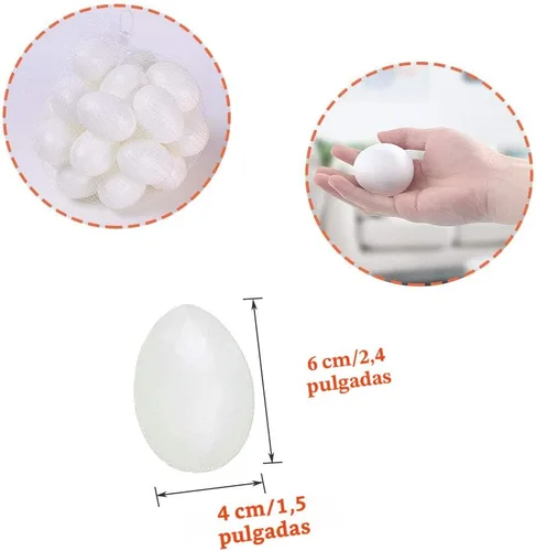 Miniatura 4 de Paquete de 30 huevos de plástico blanco, huevo de Pascua falso, pollo artificial para manualidades, pintura, fiesta, decoración del hogar, niños