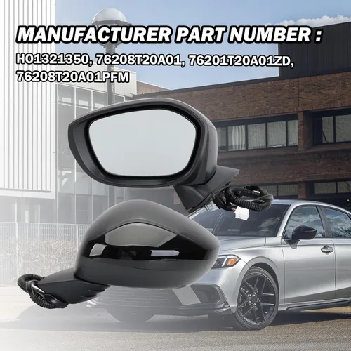 Miniatura 6 de Espejo lateral izquierdo del conductor compatible con Honda Civic Sedan/Hatchback 2022, 2023, 2024, 2025, espejos con cristal eléctrico, sin 3