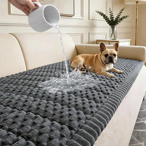 Miniatura 11 de Funda para sofá para perros lavable, fundas para sofá de 3 cojines no deslizantes, duraderas y peludas, funda para sofá apta para mascotas