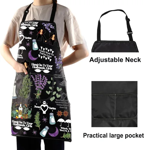 Miniatura 4 de WZMPA Delantal de cocina de boticario para hermanas, regalo de brujas mágicas, sal, romero y lavanda, delantal de amor, margaritas de medianoche