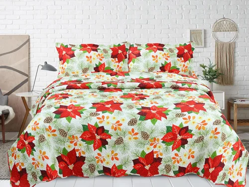 Miniatura 2 de Marina Decoration Juego de colcha de 2 piezas con estampado de Pinsonic en relieve, ultra suave, juego de edredón de verano y Navidad con 1 funda