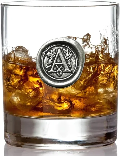 Miniatura 4 de English Pewter Company – Vaso de whisky Old Fashioned de 325 ml con monograma de inicial, regalos únicos para hombres, regalos personalizados