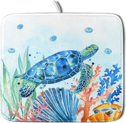 Miniatura 98 de Giwawa Tapete de Secado de Platos Retro Silueta de Cabaña del Bosque de Ciervos para Encimera 18 x 24 pulgadas Otoño Cielo Azul Nube Dibujos