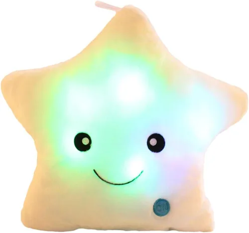 Miniatura 9 de Almohada de felpa con forma de estrella brillante con luz LED, cojines de luz nocturna creativos, juguetes de peluche para regalos para niños, Azul