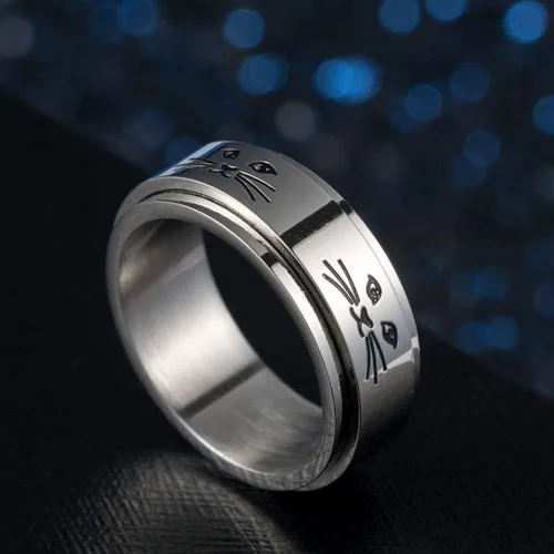 Miniatura 5 de ALEXTINA Anillo giratorio de acero inoxidable para hombre y mujer, 0.315in