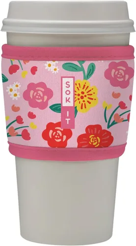 Miniatura 181 de Sok It HotSok Coffee & Tea - Funda de neopreno con aislamiento reutilizable (floral abstracto)
