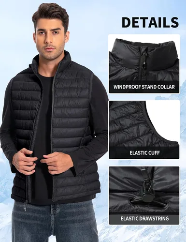 Miniatura 5 de Pioneer Camp Chaleco acolchado ligero para hombre, plegable, repelente al agua, cálido, acolchado, sin mangas, para el trabajo, casual, viajes