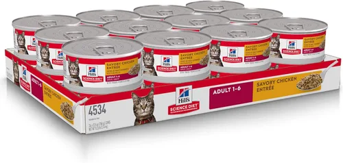 Miniatura 3 de Hill's Science Diet Adulto 1-6, Nutrición Premium para Adultos 1-6, Alimento Húmedo para Gatos, Pollo Picado, Lata de 5 oz, Caja de 24