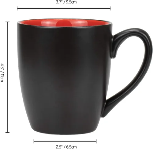 Miniatura 2 de Foraineam Juego de 6 tazas de café de 16 onzas, juego de tazas de porcelana negra mate de gran tamaño para restaurante, tazas para café, té, jugo