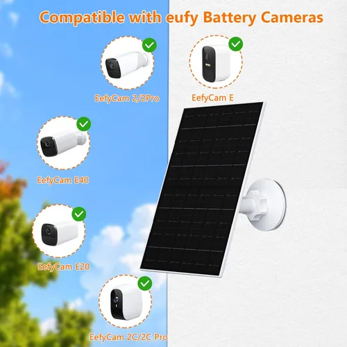 Miniatura 3 de Zivif Panel solar de 7 W para cámara Eufy, cargador solar compatible con EufyCam 2/2 Pro/2C/2C Pro/E20/E40/E, enchufe USB C y micro USB, impermeable