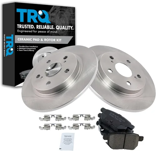 Miniatura 15 de TRQ Kit de rotor de freno trasero y pastillas de cerámica Posi premium compatible con camioneta Chevy GMC