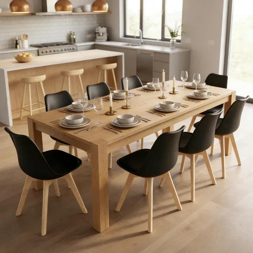Miniatura 9 de SHGJ&SOFT Juego de 4 sillas de comedor modernas, sillas de cocina de piel sintética con respaldo alto, silla de tulipán con patas de madera maciza