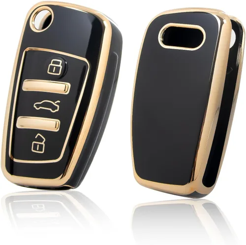 Miniatura 19 de Xotic Tech - Funda protectora de TPU con 3 botones de protección completa para llave sin llave, control remoto, con llavero compatible con Audi A3
