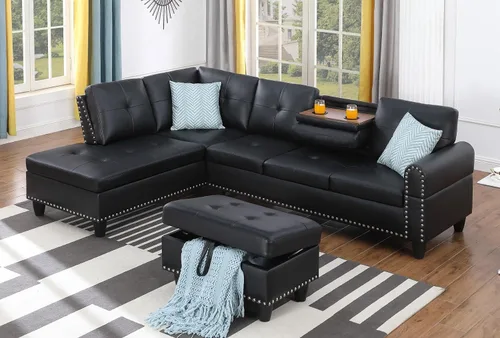 Miniatura 12 de KEVINSPACE Sofá seccional de 110 pulgadas, sofá en forma de U de 110 pulgadas, sofá de gran tamaño con respaldo cómodo tapizado con sillones dobles