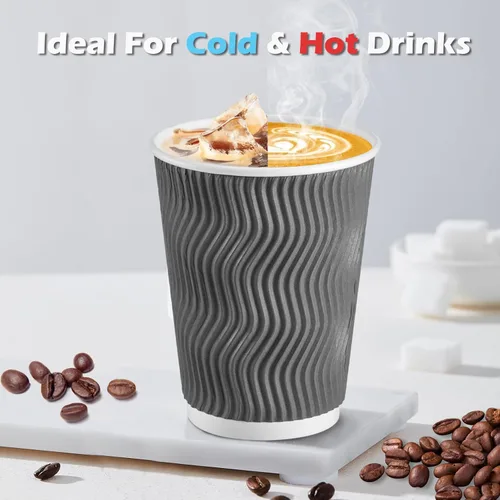 Miniatura 2 de Lamosi 500 Unidades Vasos de Café Aislados de 8 oz al Por Mayor, Vasos de Papel Desechables Sin Tapas 8oz, Diseño de Pared Corrugada Ondulada