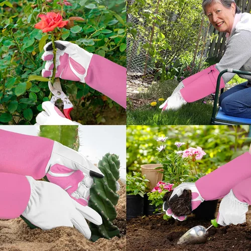 Miniatura 7 de Guantes largos de jardinería para mujeres/hombres, guantes de poda de rosas a prueba de espinas, guantelete resistente, el mejor regalo de jardín