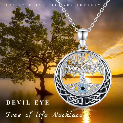 Miniatura 5 de Midir&Etain Tree of Life Necklace for Women 925 Sterling Silver Evil EyeMoon Pandent Celtic Jewelry Gifts for Women Mother