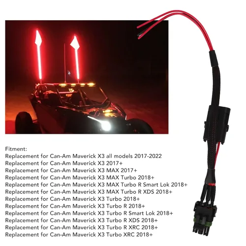 Miniatura 3 de Acouto Arnés de alimentación de luz trasera para X3 Whip Brake Placa de matrícula Luz Adaptador de arnés de repuesto UTV Accesorio