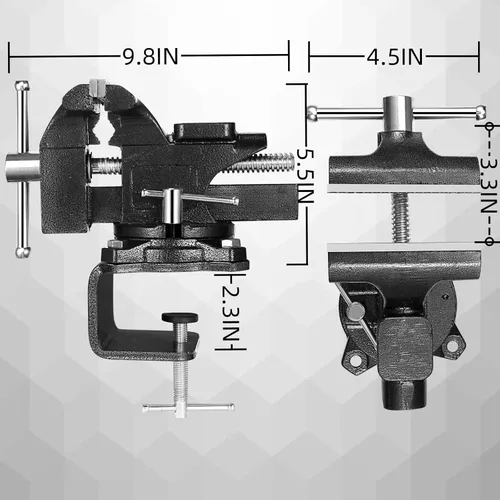 Miniatura 6 de Torno de banco, tornillo de mesa de 4-1/2" para banco de trabajo, tornillo de banco multiusos resistente 2 en 1 con mordazas suaves