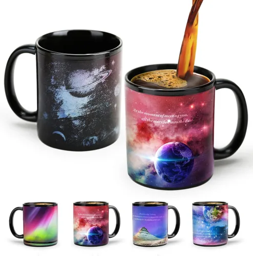 Miniatura 14 de Regalos de Astronomía Taza de Café con Tapa, 12 Regalos del Espacio de Constelaciones para Hombres y Mujeres, Taza de Cerámica con Tema de Planeta