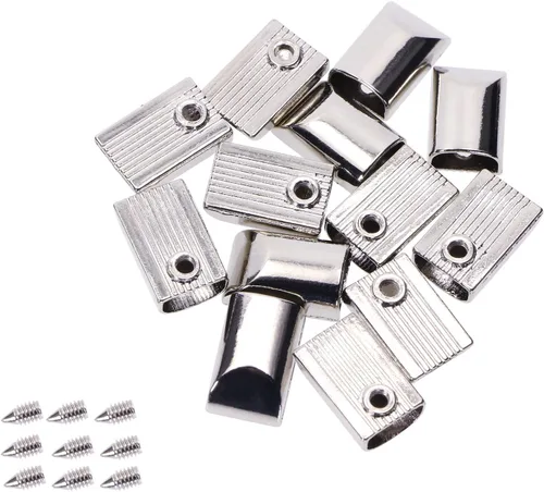 Miniatura 7 de ONLYKXY 20 tapones de metal con cremallera, estilo rectangular, clip de cola con cremallera (dorado claro)