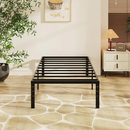 VINGLI Marco de cama individual de 12 pulgadas, plataforma de metal resistente, no necesita somier, soporte de listones de acero resistente, fácil