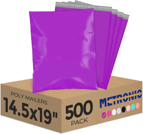 Miniatura 24 de Metronic Sobres de polietileno grandes de 24 x 24 pulgadas, 100 unidades, bolsas de envío adhesivas fuertes para ropa, sobres impermeables para Lila