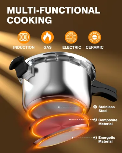 Miniatura 6 de WantJoin Olla a presión, olla a presión de acero inoxidable de 11 cuartos de galón, utensilios de cocina compatibles con inducción con dispositivos