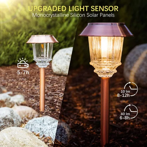 Miniatura 2 de XMCOSY+ Luces solares impermeables para exteriores, paquete de 4 luces solares para exteriores, 10-40 LM regulables, luces solares de cristal LED