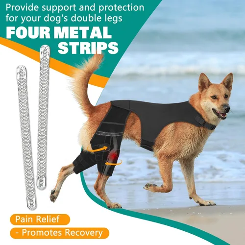 Miniatura 2 de Rodillera para perro para recuperación de desgarros del ligamento cruzado anterior – Soporte ortopédico ajustable para doble estabilidad