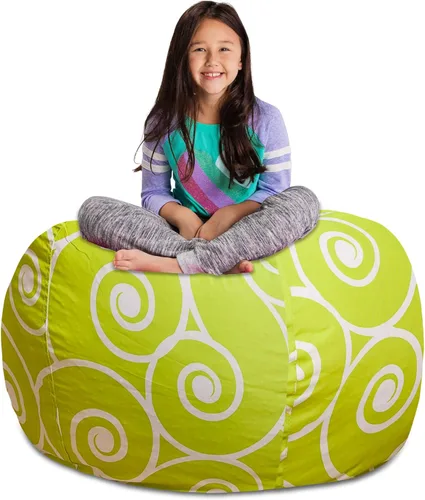 Miniatura 13 de Posh Stuffable - Sillón puff con almacenamiento para niños, contenedor de animales de peluche, organizador de juguetes de niños Lona rayas verde
