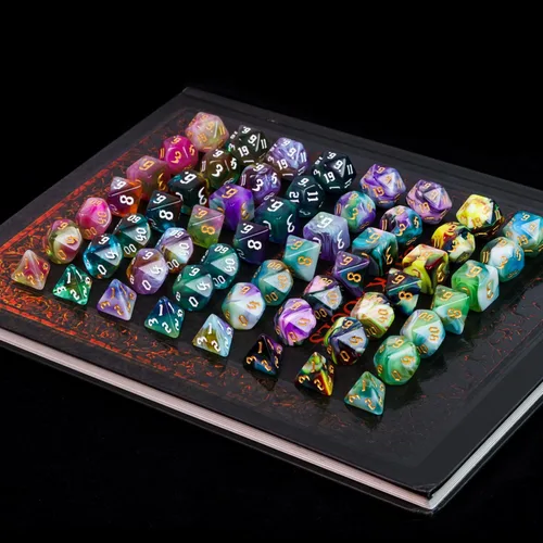 Miniatura 2 de Juego de 8 Sets de Dados Poliédricos D&D, Juego de 56 Dados DND con 2 Bolsas de Cuero Grandes para Juegos de Mesa RPG