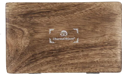 Miniatura 7 de DharmaObjects Caja de almacenamiento de madera tallada a mano con flores de la vida (natural, grande)
