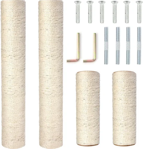 Miniatura 9 de PowerKing Poste Rascador de Repuesto de Sisal Natural, 4 Piezas de Repuestos de Poste Rascador para Gatos M8 para Reacondicionamiento, Blanco
