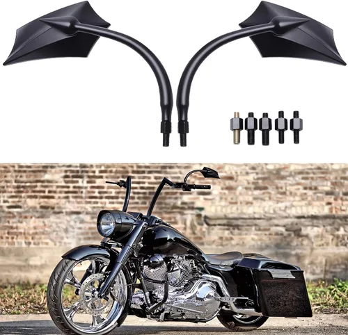 Miniatura 3 de Espejos Universales para Motocicleta, Espejo de Doble Toma con Rosca M8 M10 Compatible con Sportster 883, Bicicleta de Calle, Moto de Cross, Crucero