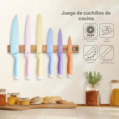 Miniatura 6 de Juego de cuchillos de cocina de 13 piezas con revestimiento antiadherente de cerámica antioxidante, juegos de cuchillos de chef de acero inoxidable