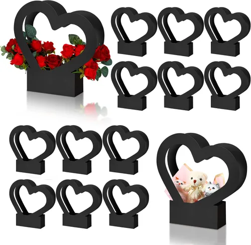 Sinmoe 12 cajas de flores en forma de corazón de graduación para ramos de flores, bolsa de regalo de flores, bolsas de regalo vacías de boda con