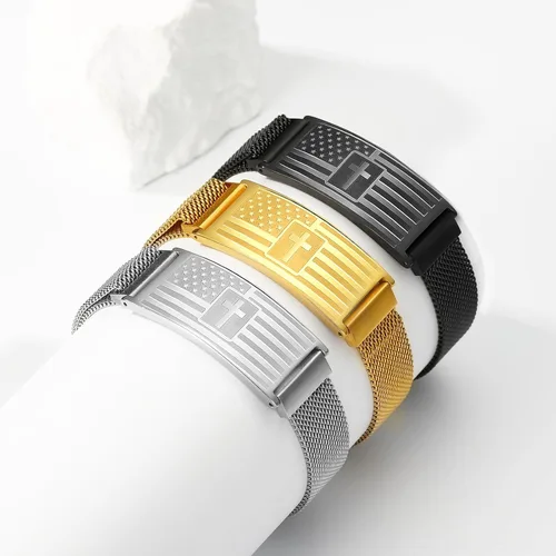 Miniatura 5 de DuoDiner Regalos de primera comunión, pulsera de cruz para niños y hombres, bandera estadounidense, versículo bíblico cristiano, regalos de joyería