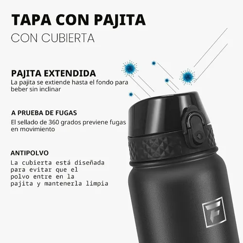 Miniatura 4 de Fanhaw Botella de agua de acero inoxidable aislada para niños de 20 onzas con tapa con popote, a prueba de fugas y antipolvo, botella de uso diario